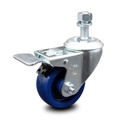 Service Caster 3.5 Inch Solid Polyurethane Swivel 12mm Stem Caster with Total Lock Brake SCC-TSTTL20S3514-SPUS-M1215